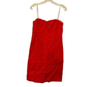 Valentino RIP Italy red white shift dress 44 10